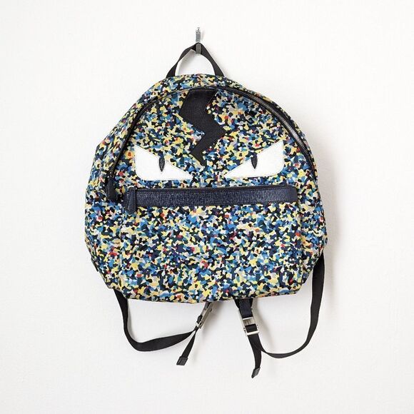 Fendi multicolor confetti print monster eyes nylon backpack bag - Picture 1 of 7